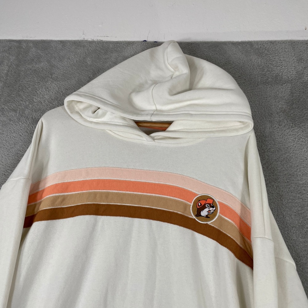 Bucees Hoodie Mens 2XL White Retro Striped Texas Gas Station Travel - Picture 5 of 10